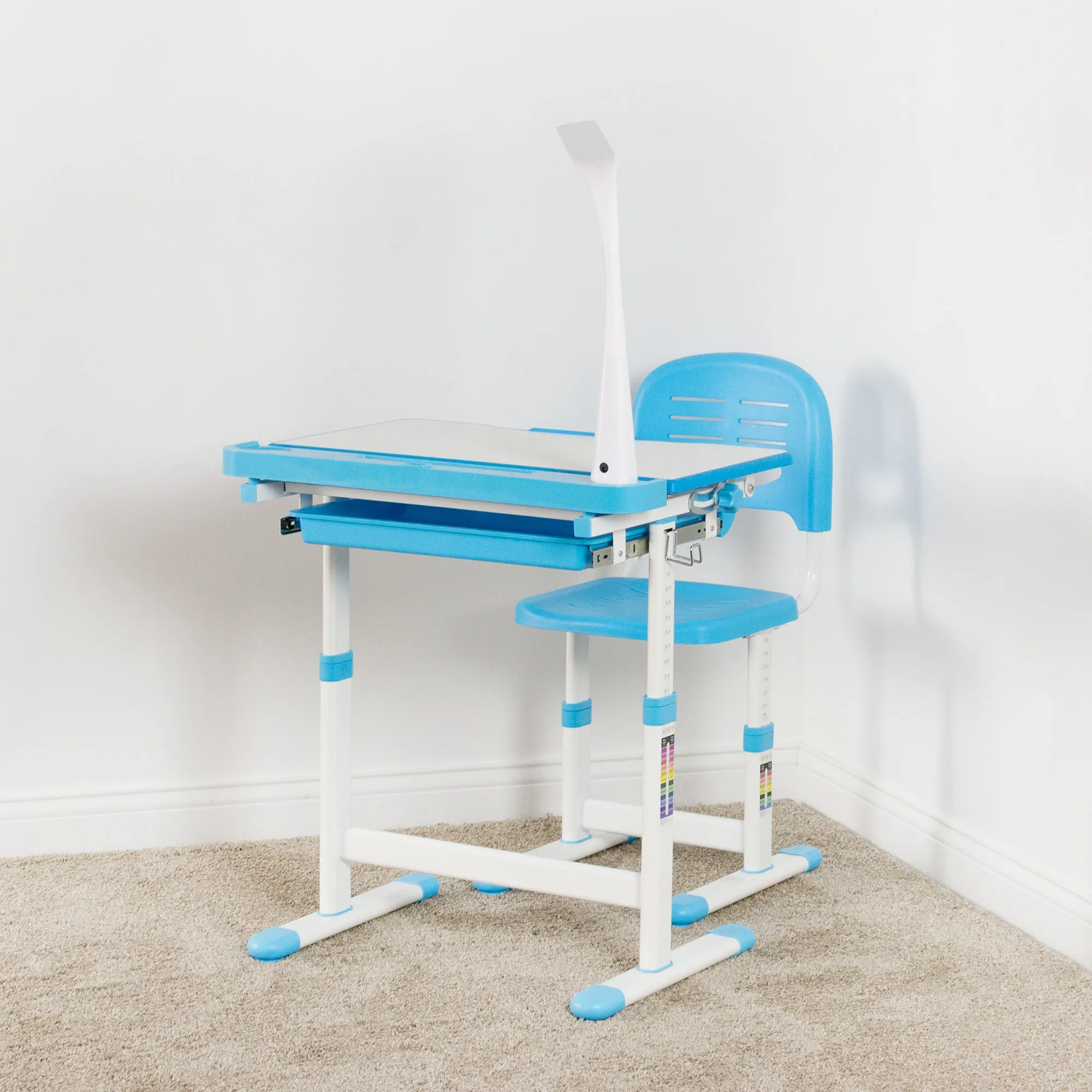 Gray Kids’ Height Adjustable Desk and Chair