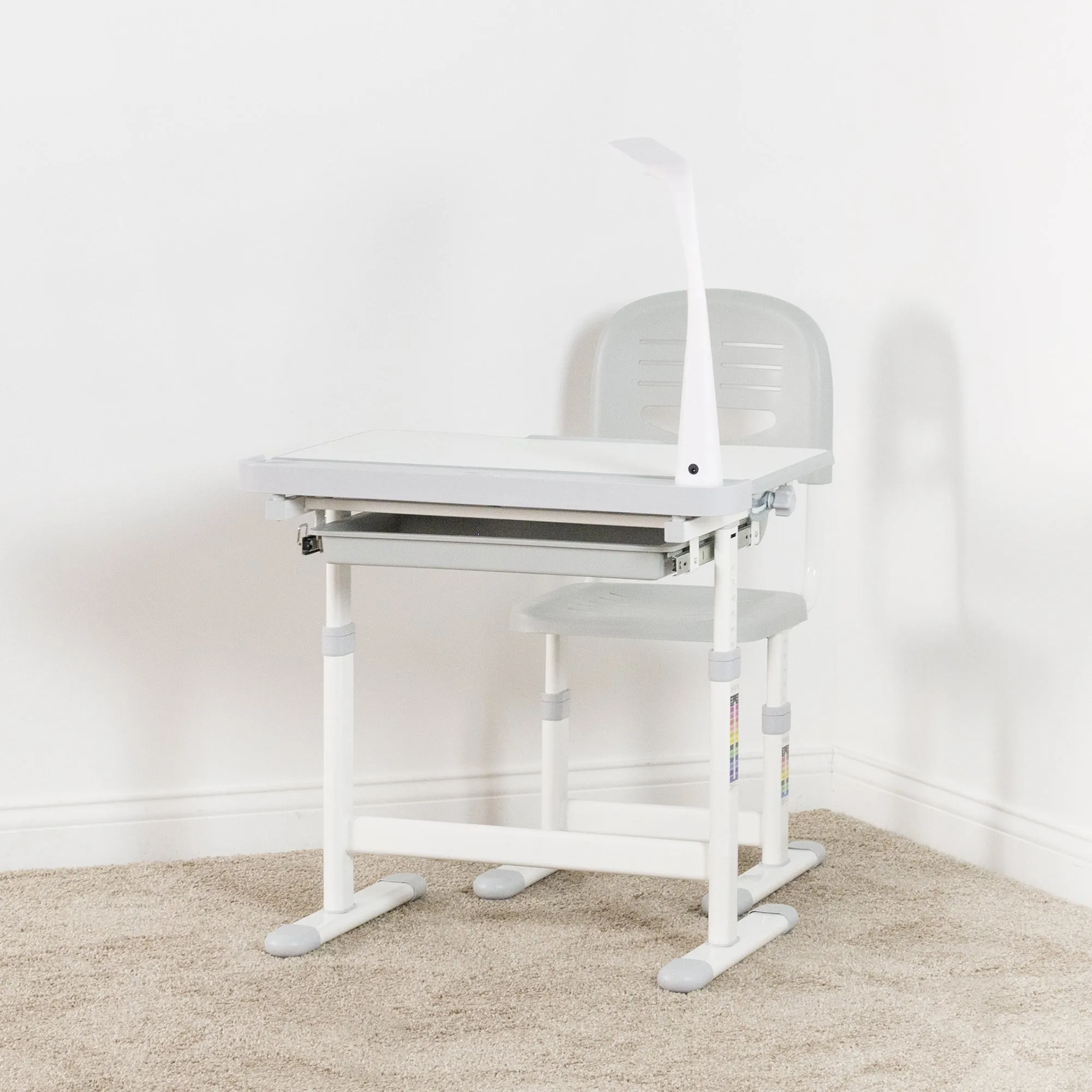 Gray Kids’ Height Adjustable Desk and Chair