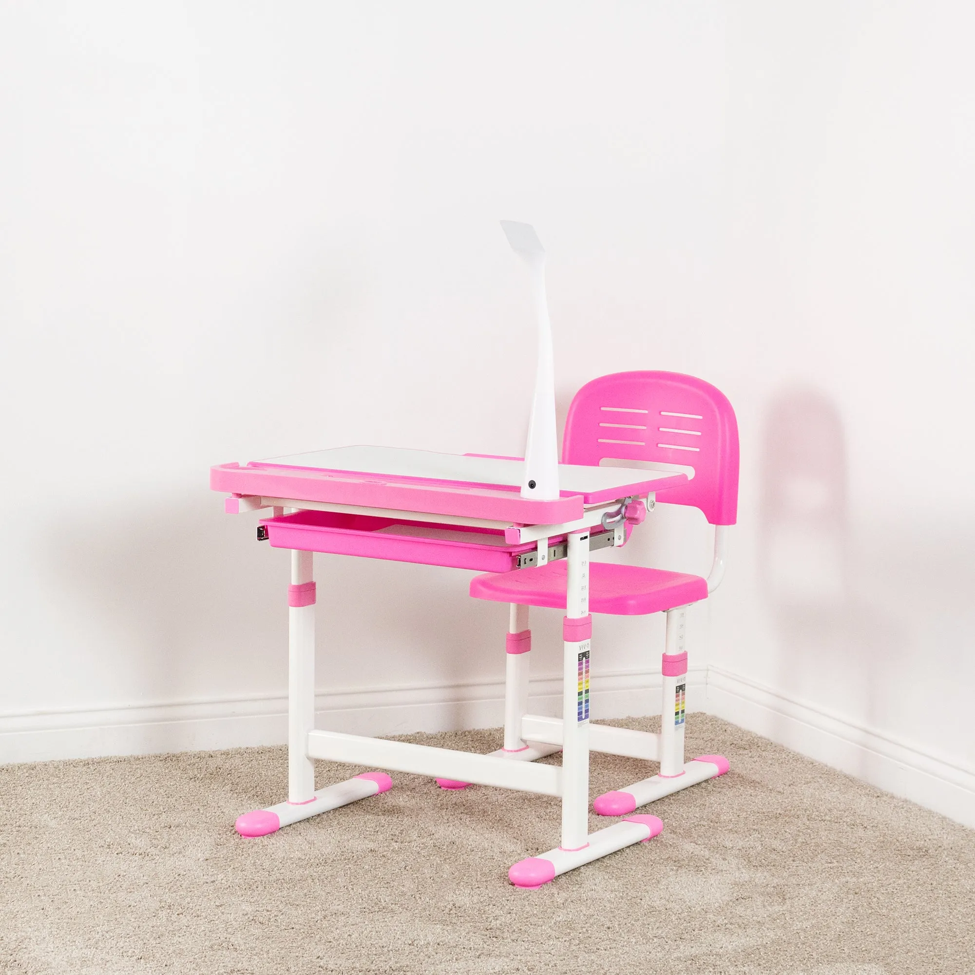 Gray Kids’ Height Adjustable Desk and Chair