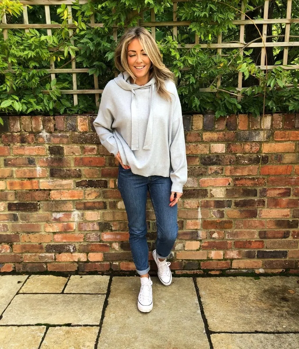 Grey Knitted Hooded Jumper