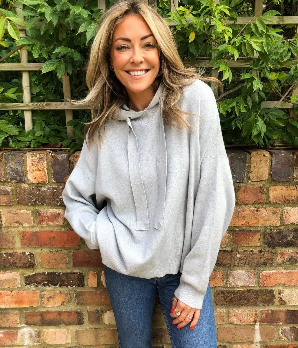 Grey Knitted Hooded Jumper