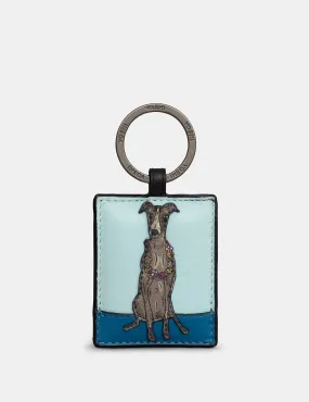 Greyhound Party Dogs Leather Keyring