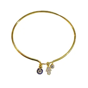 Hamsa Evil Eye Charm Bangle