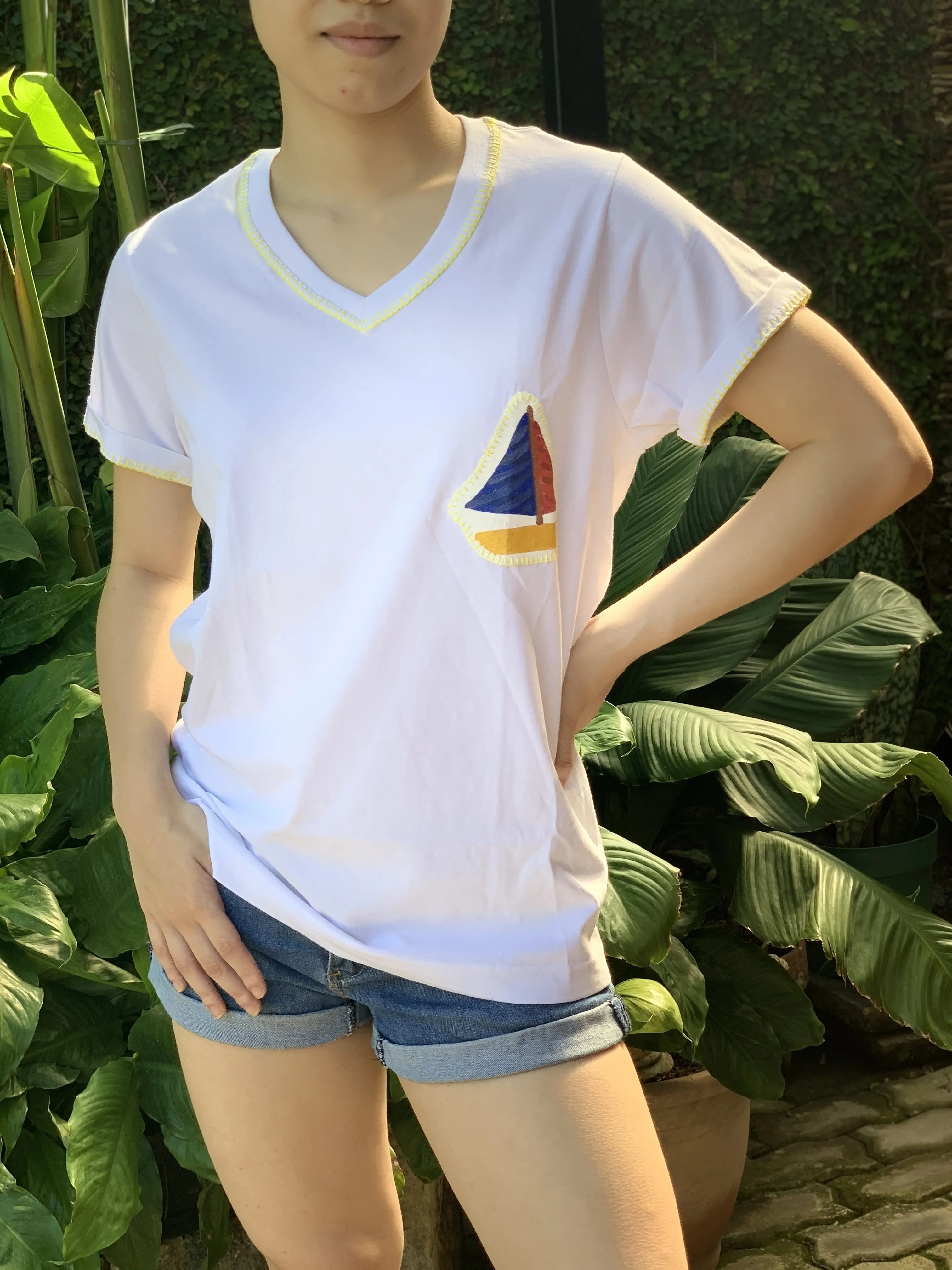 Hand-Painted Shirt (Sailboat)