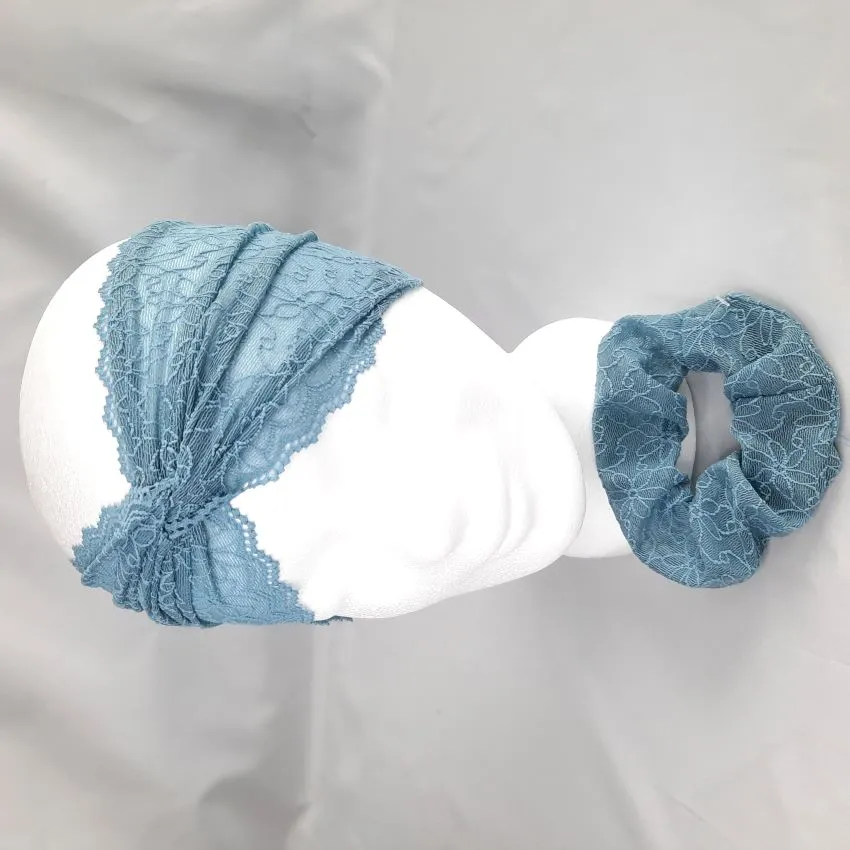 Headband | Flower Doodles | Steel Blue