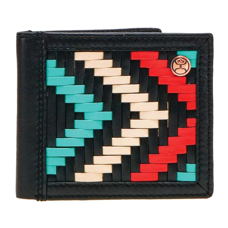 Hooey "Black Hawk" Bifold Wallet Black Red w/ Aztec