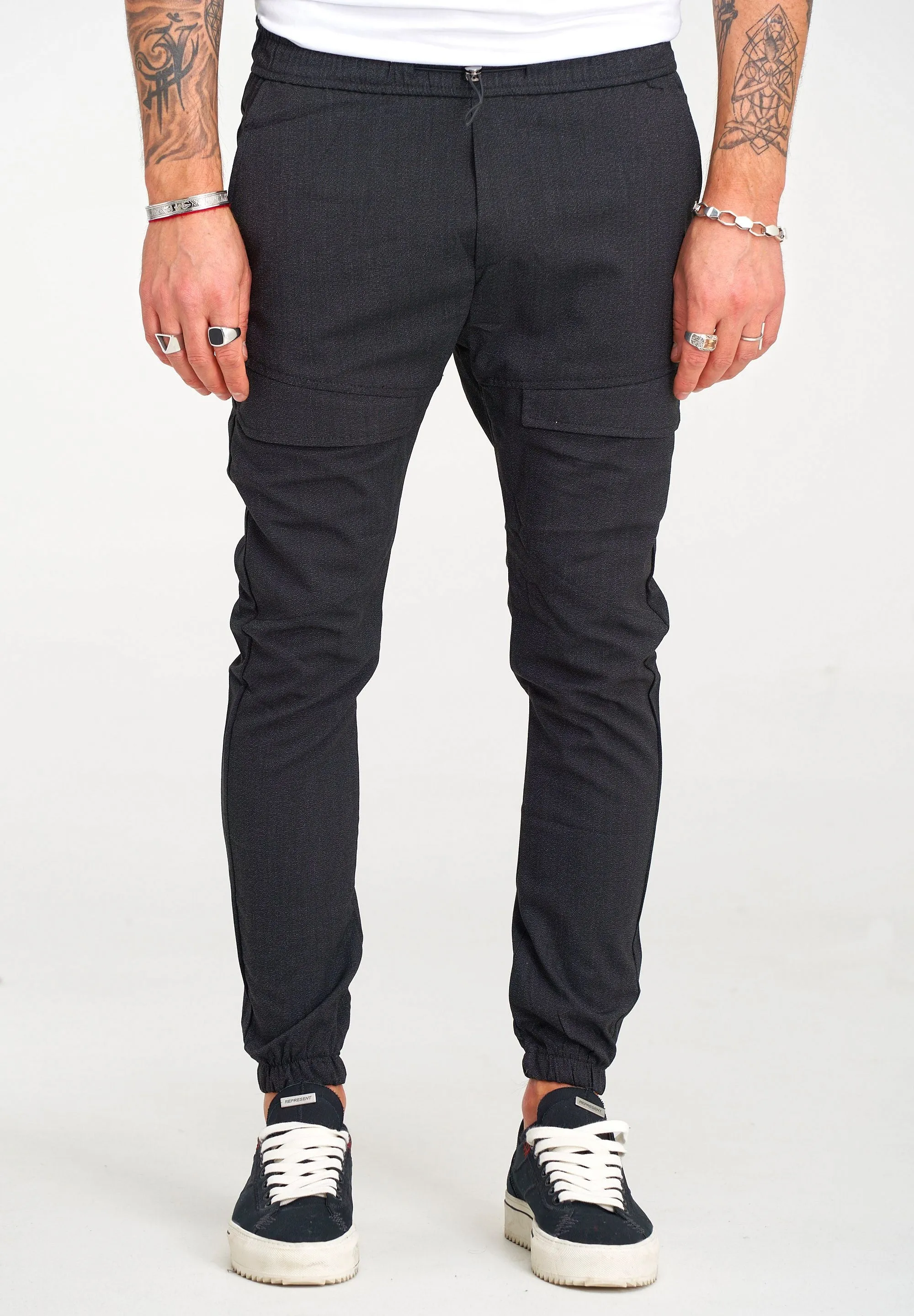 Hose Stripe Slim Fit Schwarz P-3002