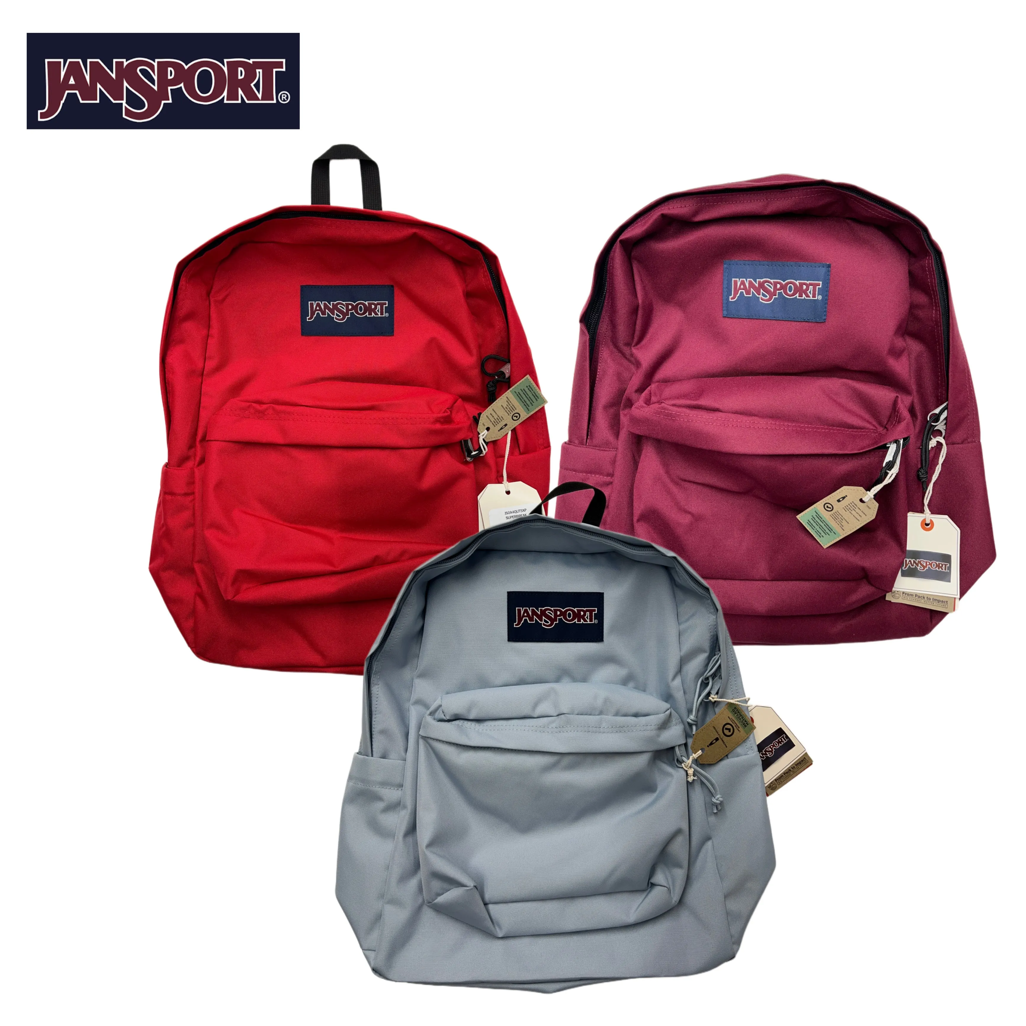 JanSport Backpack (Red/Burgundy/Sky Blue)