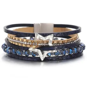 'Jiemba' Star Charm Cuff Bracelet - blue