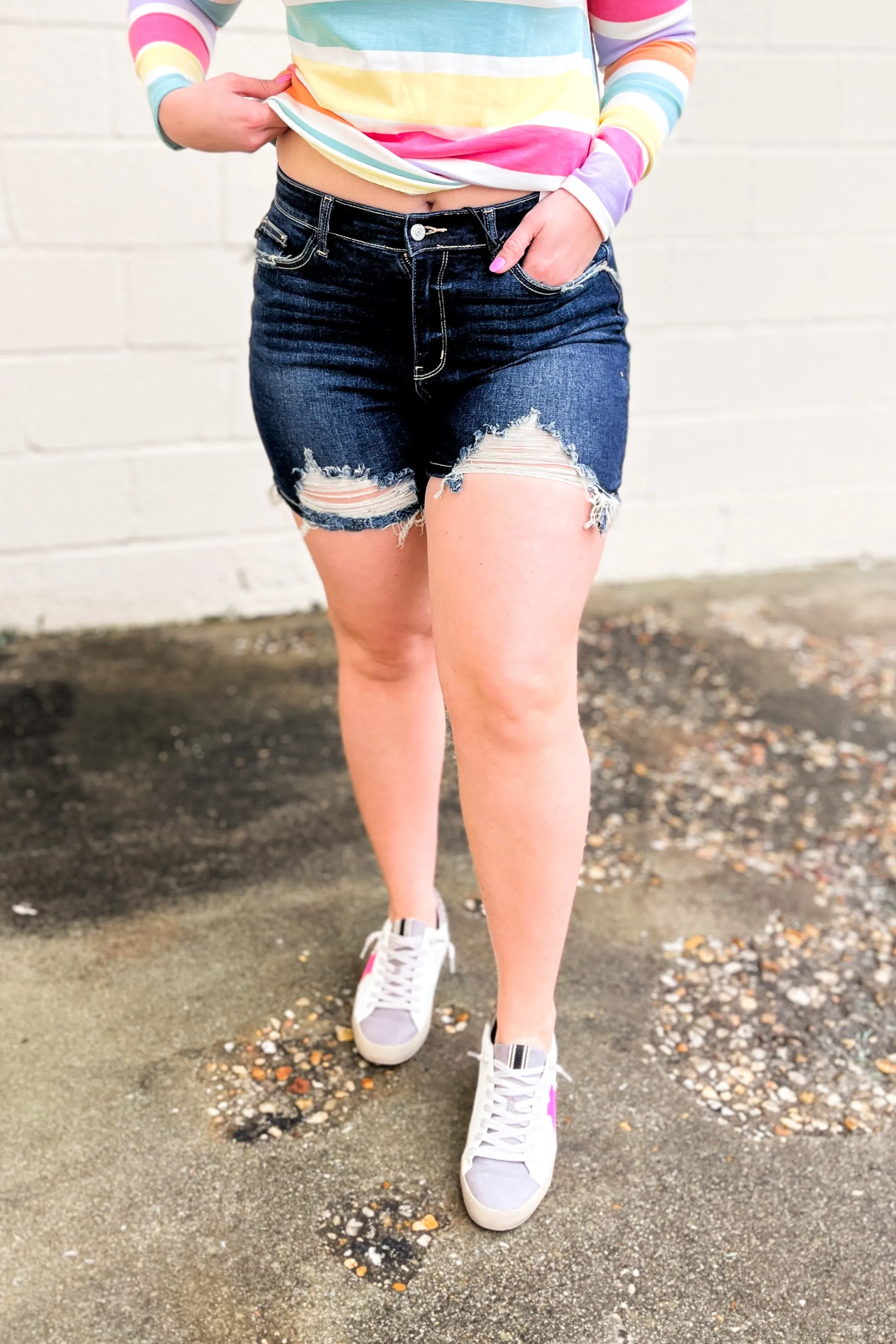 Judy Blue Dudley Destroyed Denim Shorts