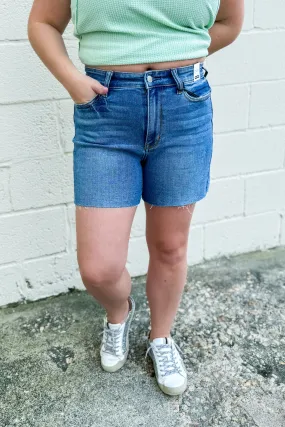 Judy Blue Harlow High Waist Raw Hem Denim Shorts