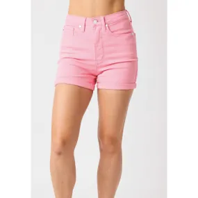 Judy Blue High Waist Tummy Control Pink Shorts