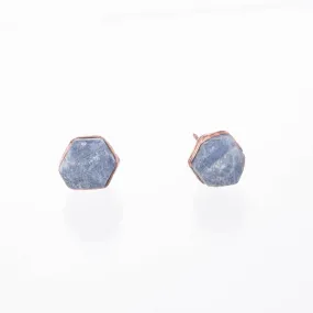 Large Raw Sapphire Stud Earrings in Yellow Gold