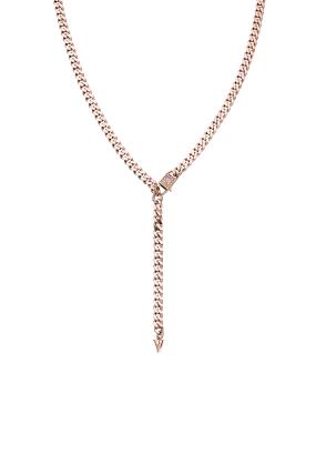 Link Pavé Y-Necklace 14K Rose Gold Plated