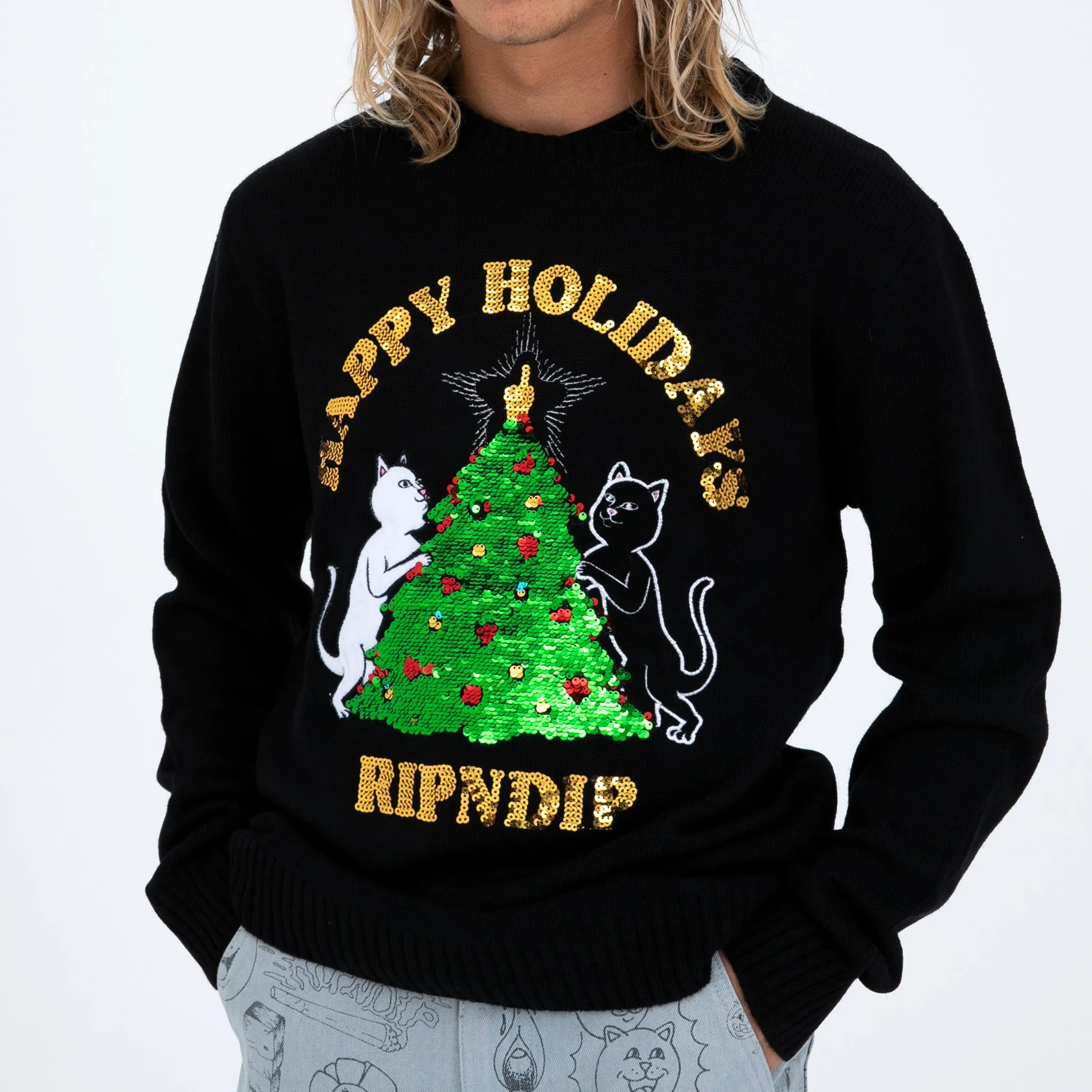 Litmas Tree Knitted Sweater (Black)