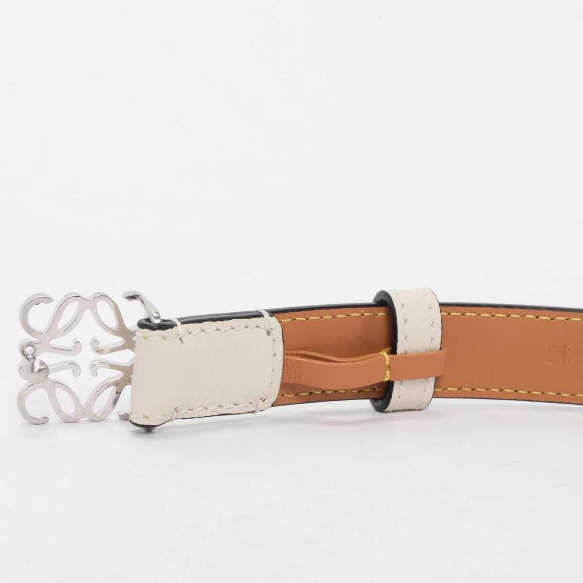 Loewe White Grained Calfskin Anagram Belt