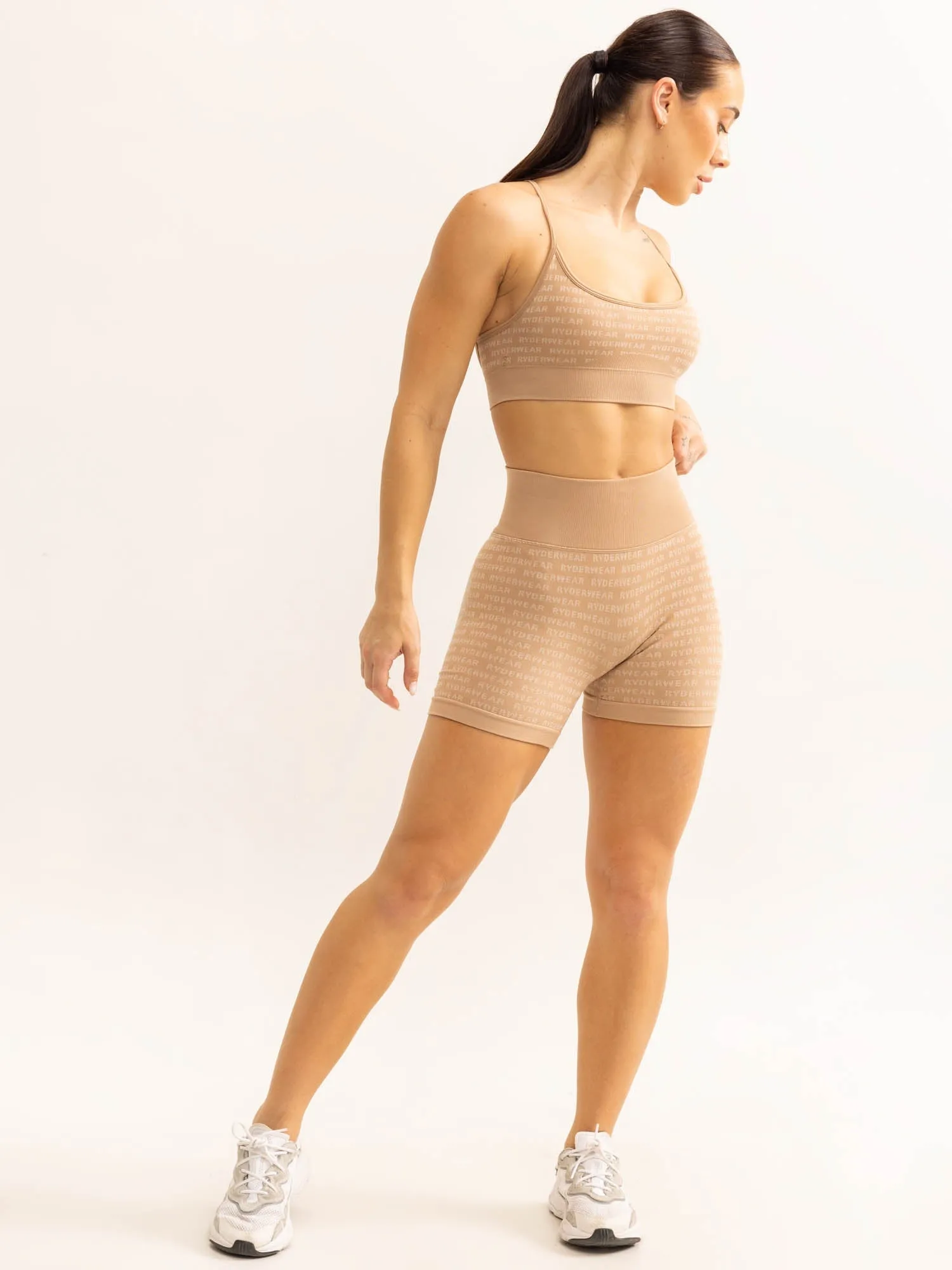 Logo Lux Seamless Shorts - Tan