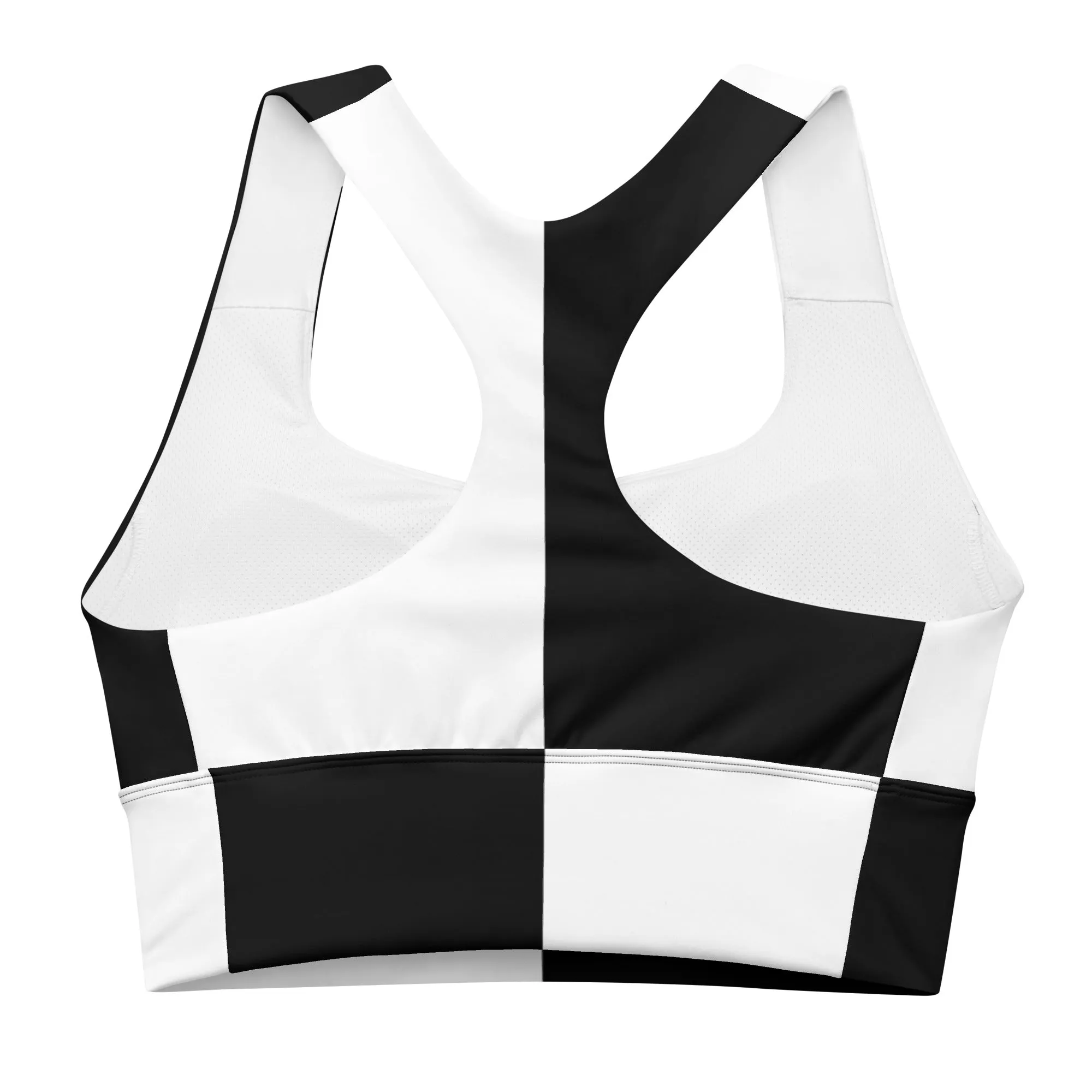 Longline sports bra Black and White Block