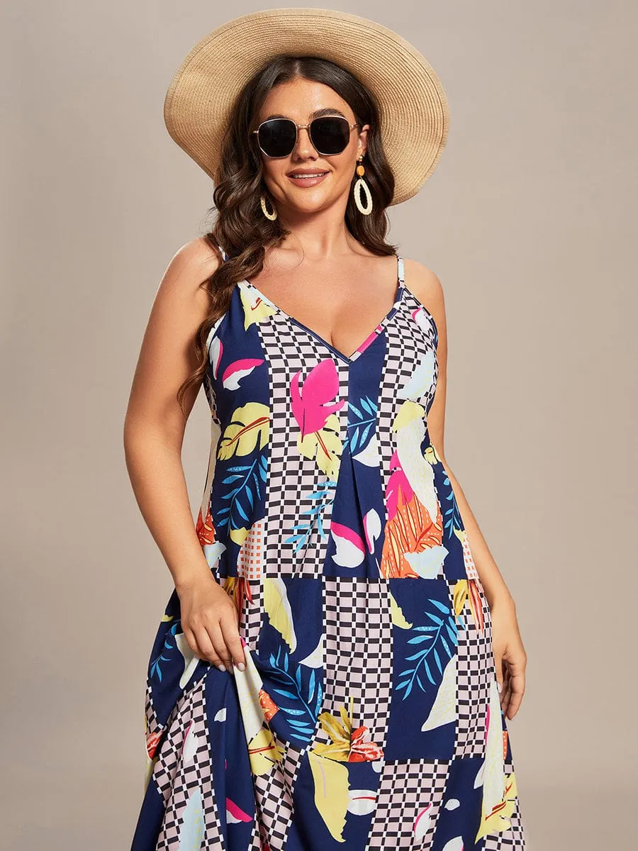 Loose Spaghetti Strap A-Line Summer Beach Vacation Maxi Dress