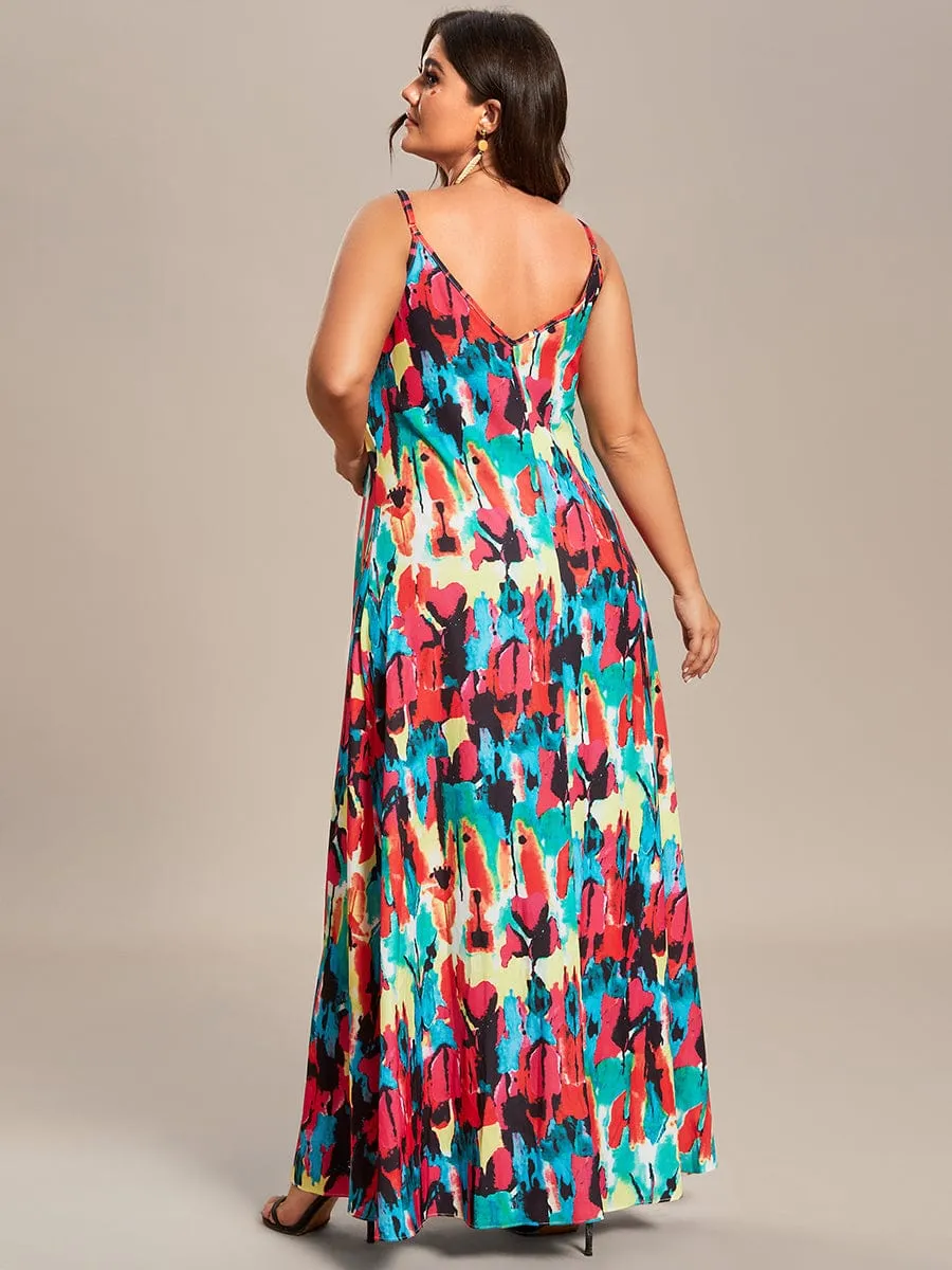 Loose Spaghetti Strap A-Line Summer Beach Vacation Maxi Dress