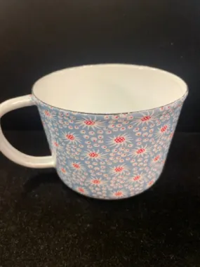 Lou Siebert White, Red and Blue Enamel Mug