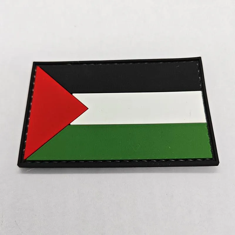 MAC115 Palestine Flag Embroidered PVC Rubber Badge Velcro