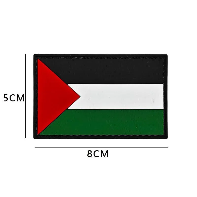 MAC115 Palestine Flag Embroidered PVC Rubber Badge Velcro