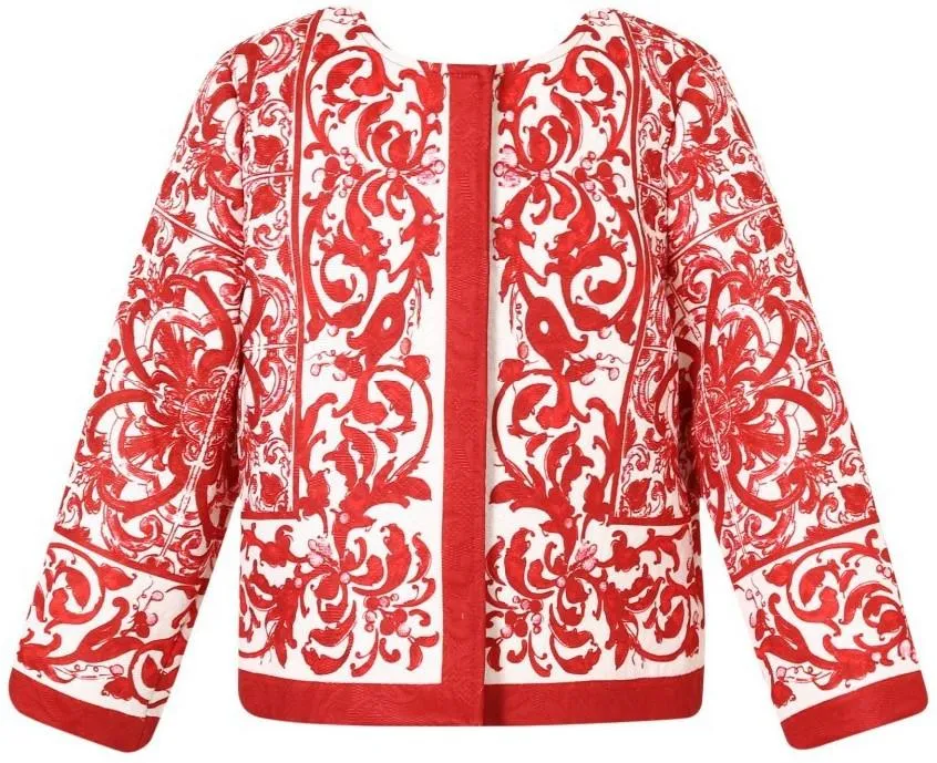 'Majolica' Tile Printed Jacket - Blue or Red