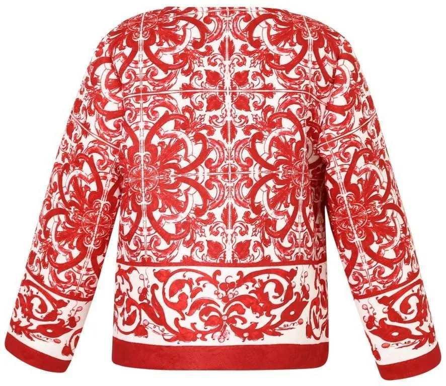 'Majolica' Tile Printed Jacket - Blue or Red