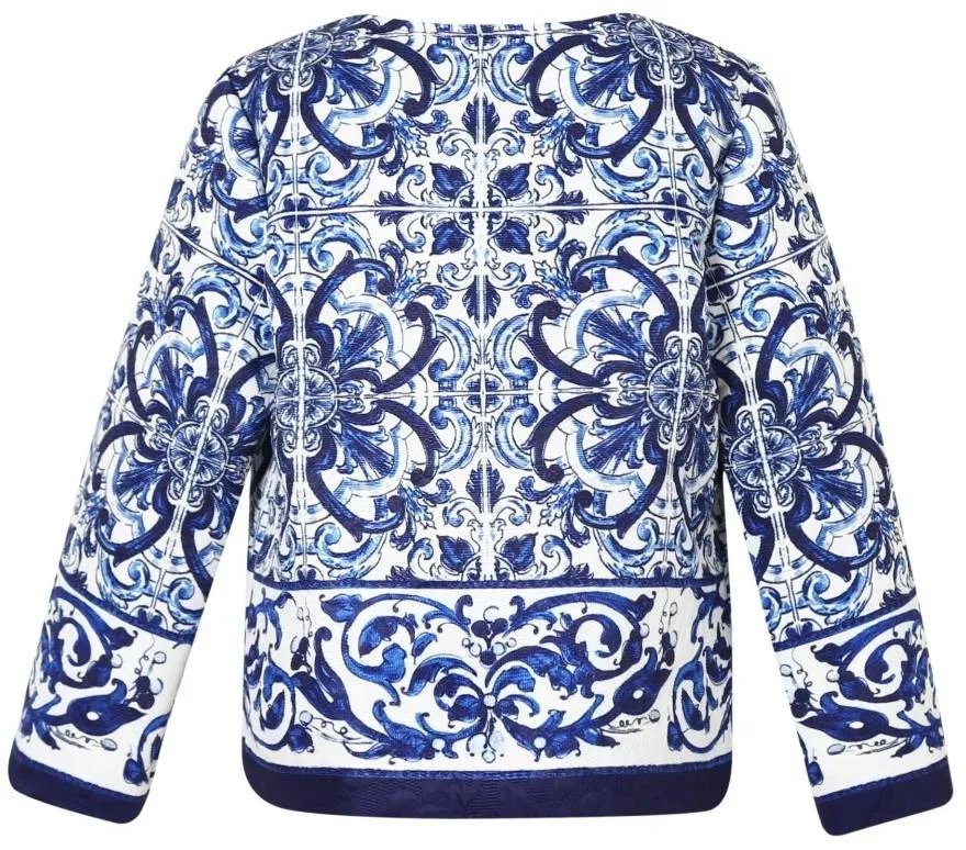 'Majolica' Tile Printed Jacket - Blue or Red