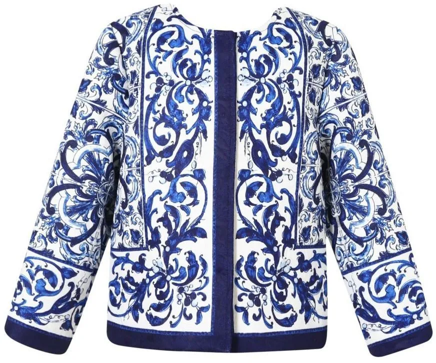 'Majolica' Tile Printed Jacket - Blue or Red