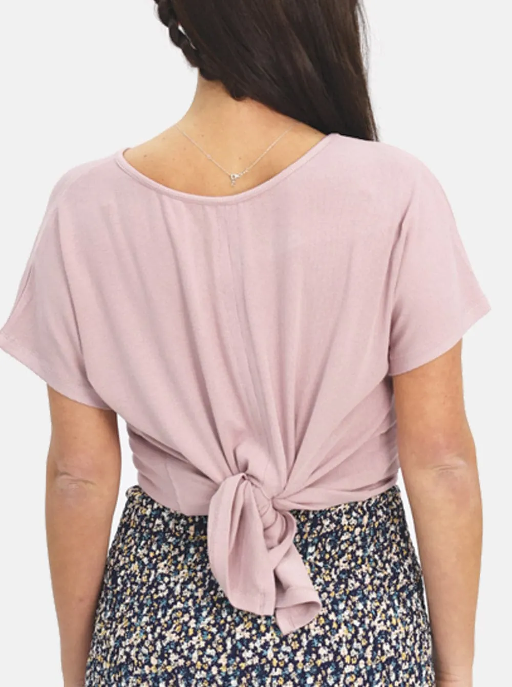 Maternity and Nursing Dusty Pink Rib Split Top