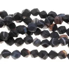 MATTE Sardonyx 6mm Star Cut Round - 15-16 Inch