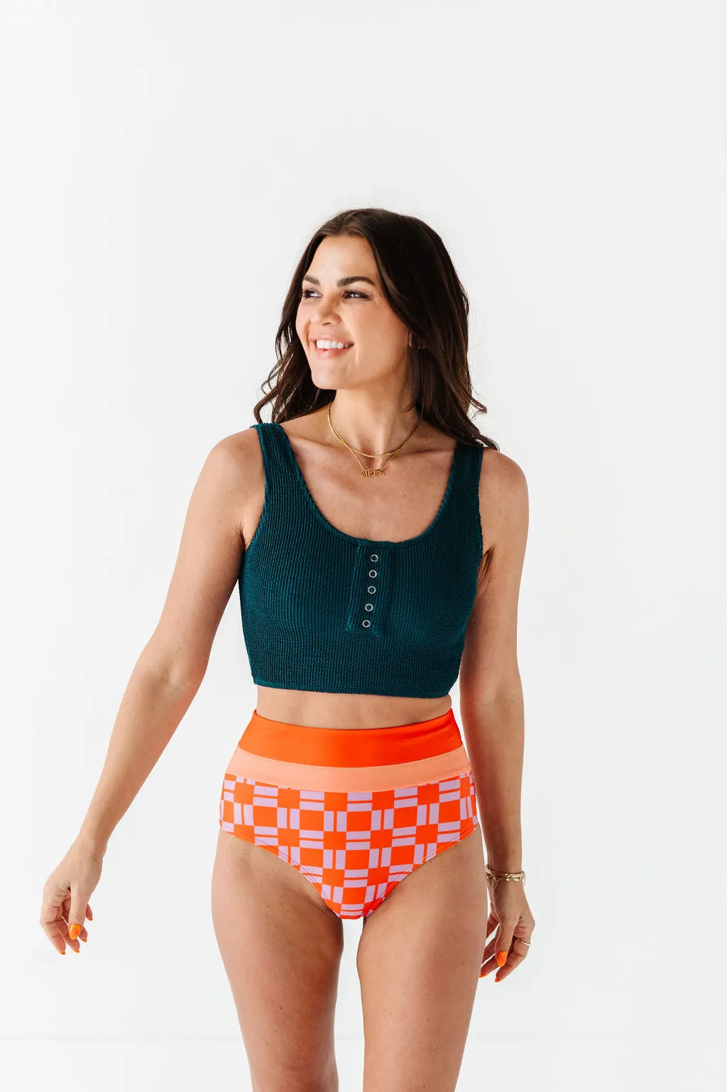 Maven Mid Rise Bottoms in Throwback Check