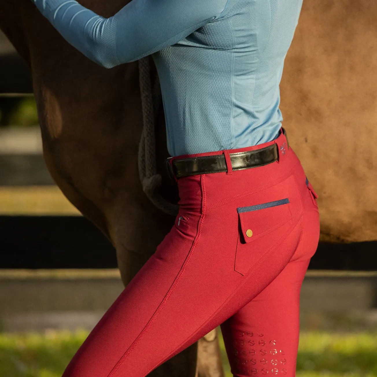 Megan Knee Patch Breeches - Burgundy