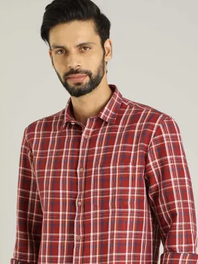 Men Checked Full Sleeve Linen Blend Shirt