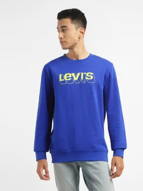 Men's Brand Logo Blue Crew Neck Sweatshirt