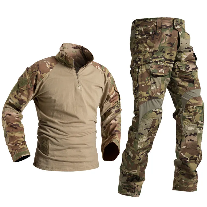 Men's Military Style T-shirt and Pants Suits Outdoor Tactical Suits Security Uniform