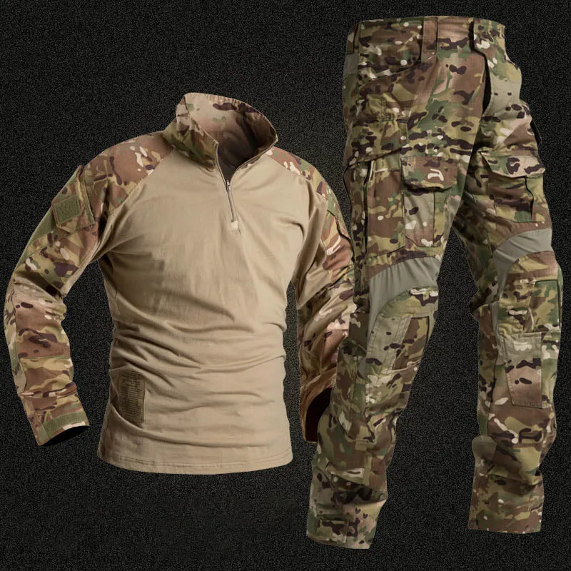 Men's Military Style T-shirt and Pants Suits Outdoor Tactical Suits Security Uniform