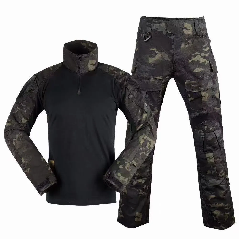 Men's Military Style T-shirt and Pants Suits Outdoor Tactical Suits Security Uniform