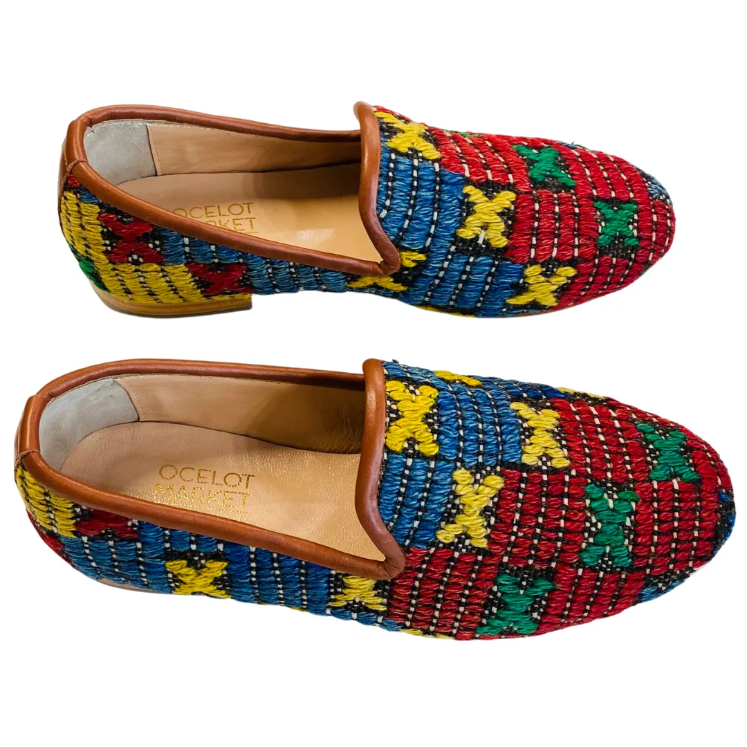 Men's Turkish Kilim Loafers | Red with Yellow, Green & Blue