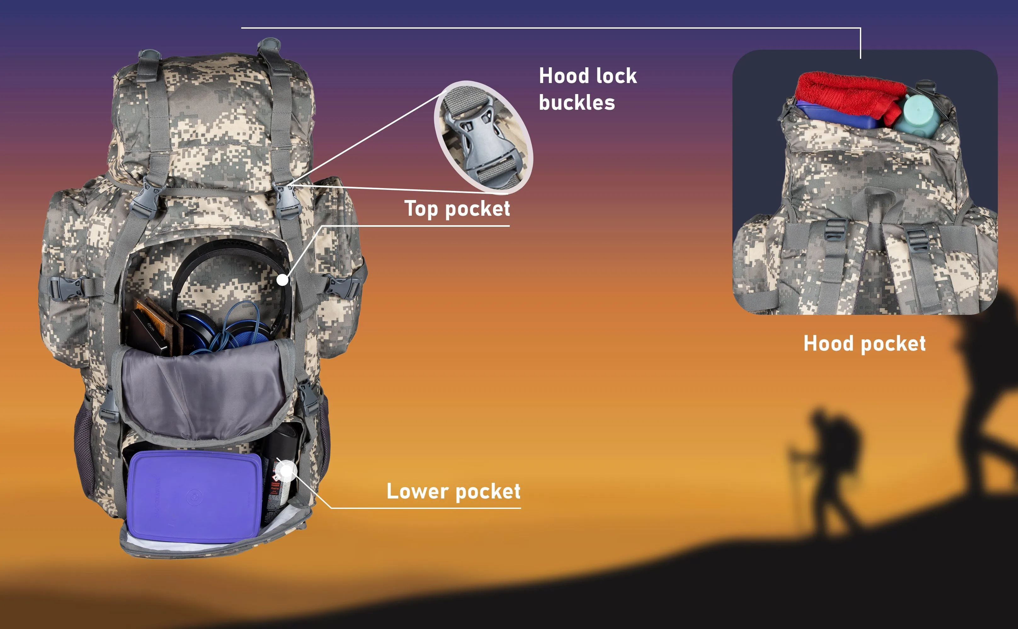 Military Neutron 50L Marpat ACV Digital Camo Rucksack