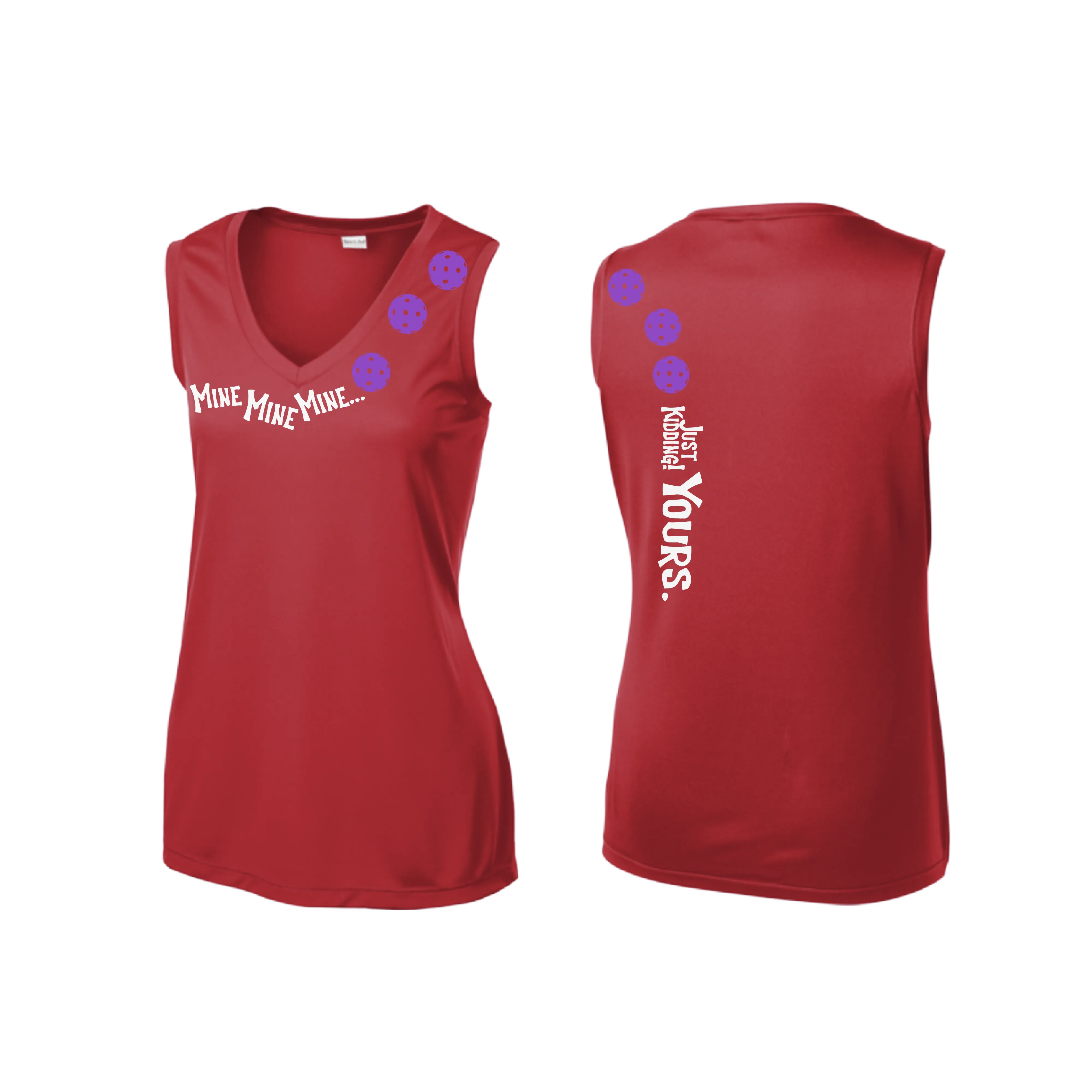 MIne JK Yours (Pickleball Colors Patriotic Stars White or Purple) | Women’s Sleeveless Athletic Shirt | 100% Polyester