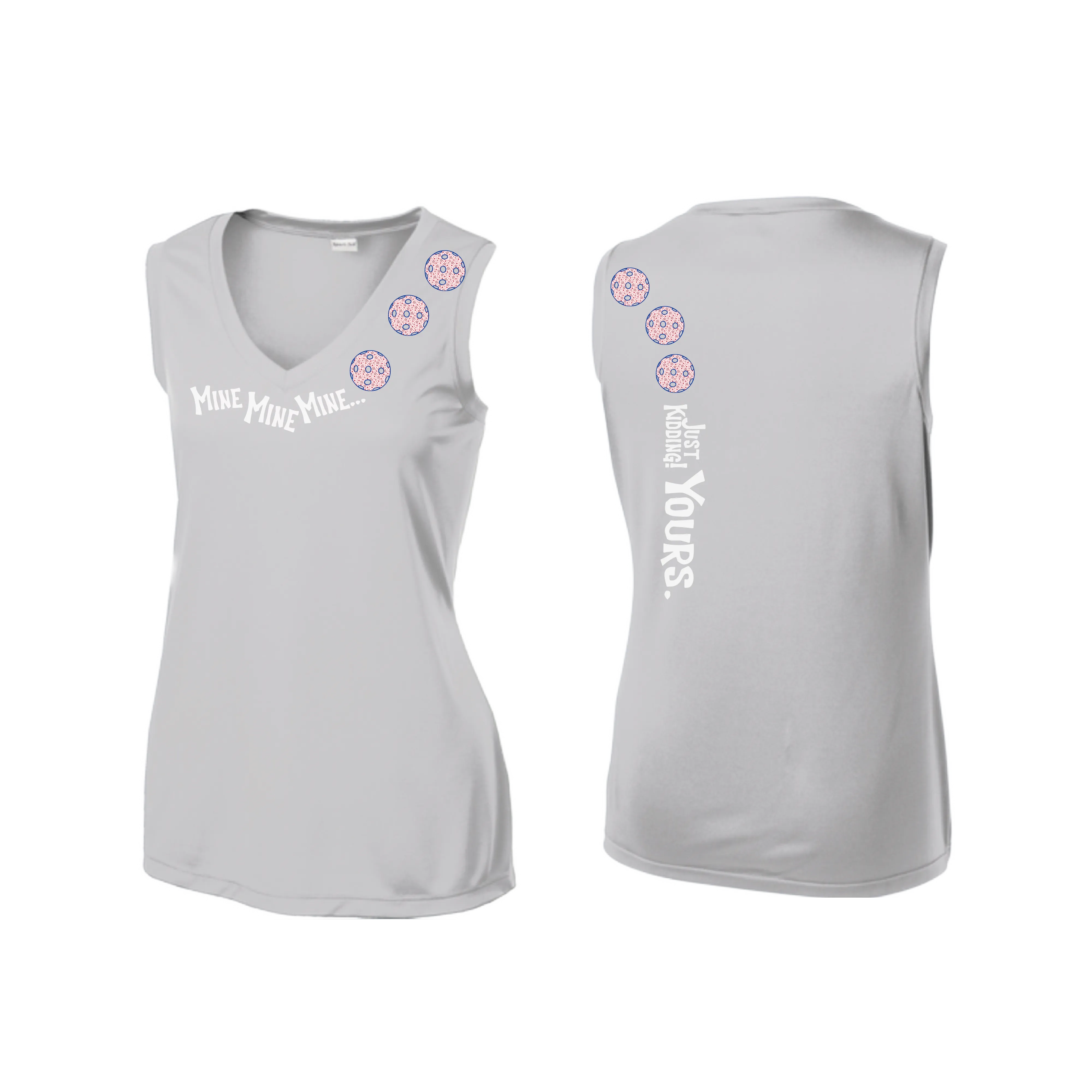 MIne JK Yours (Pickleball Colors Patriotic Stars White or Purple) | Women’s Sleeveless Athletic Shirt | 100% Polyester