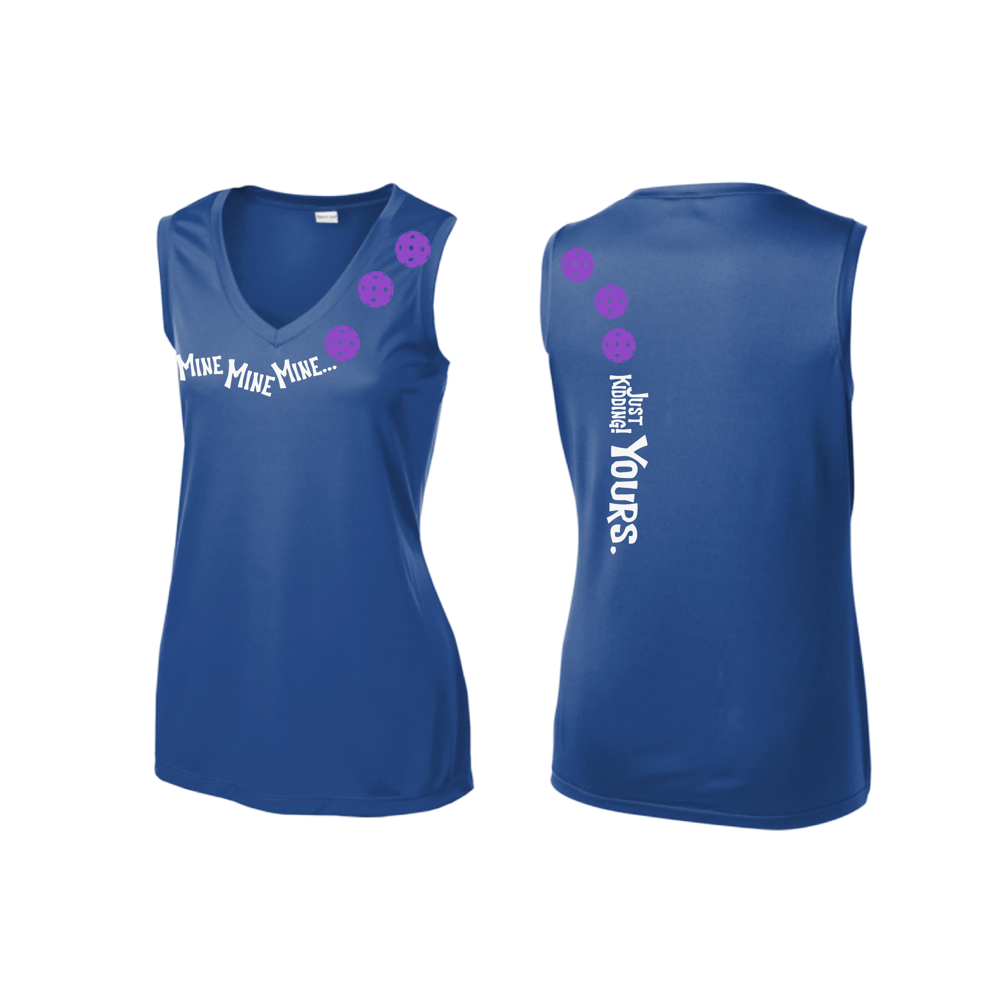 MIne JK Yours (Pickleball Colors Patriotic Stars White or Purple) | Women’s Sleeveless Athletic Shirt | 100% Polyester