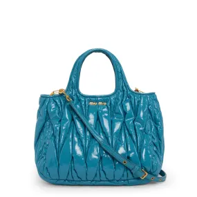 Miu Miu Blue Patent Matelasse Mini Tote