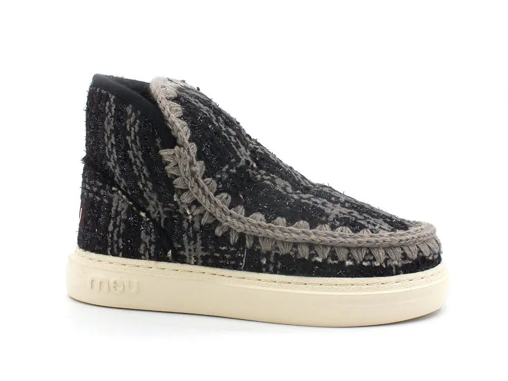 MOU Eskimo Sneaker Bold Textile Tartan Lurex Black White MU.FW411000K