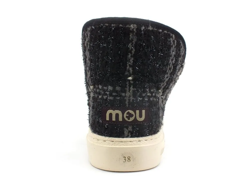 MOU Eskimo Sneaker Bold Textile Tartan Lurex Black White MU.FW411000K