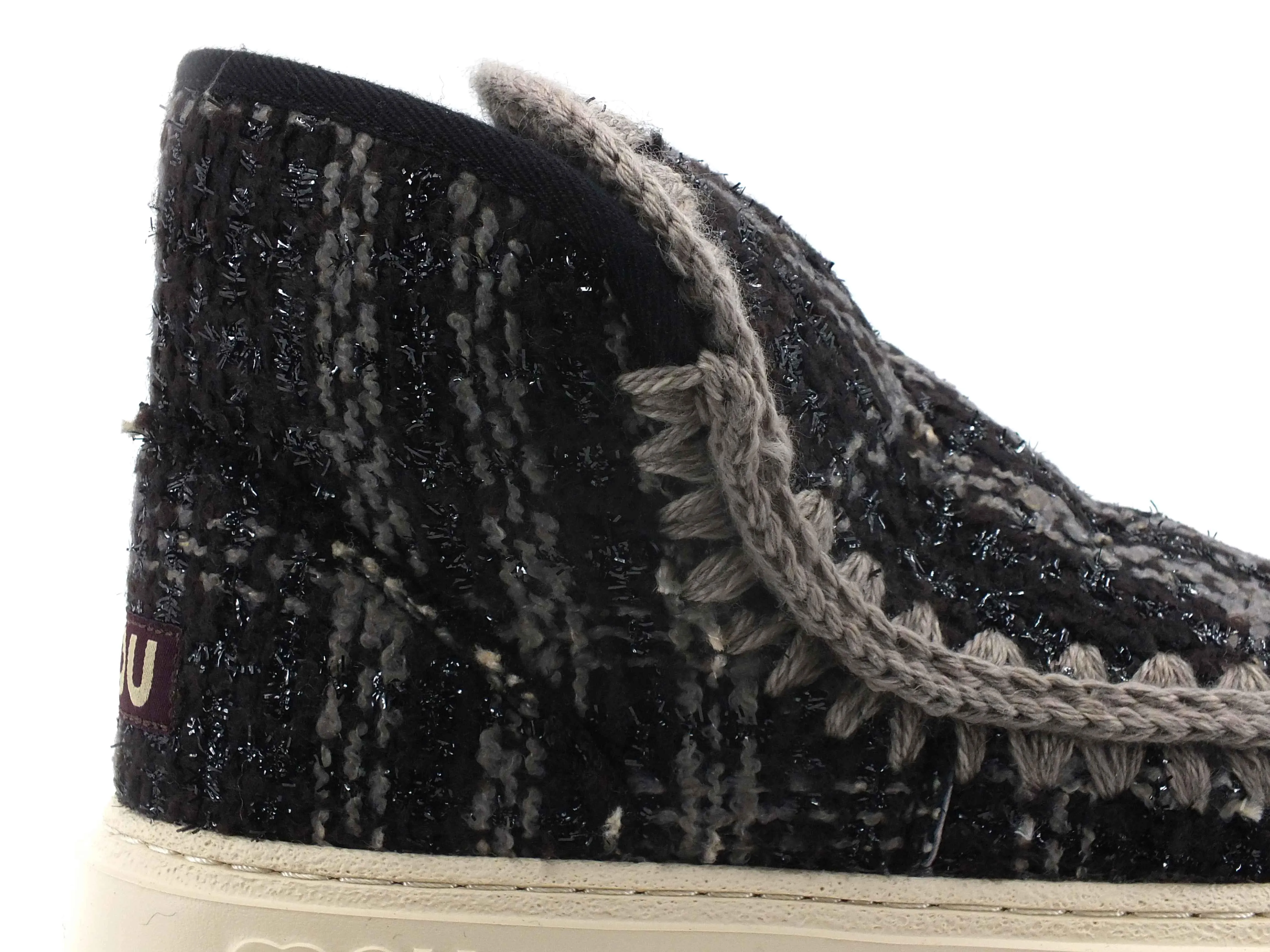 MOU Eskimo Sneaker Bold Textile Tartan Lurex Black White MU.FW411000K