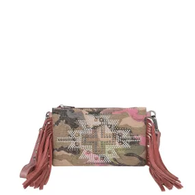 MW1226-181 Montana West Aztec Collection Camo Print Canvas Crossbody/Wristlet